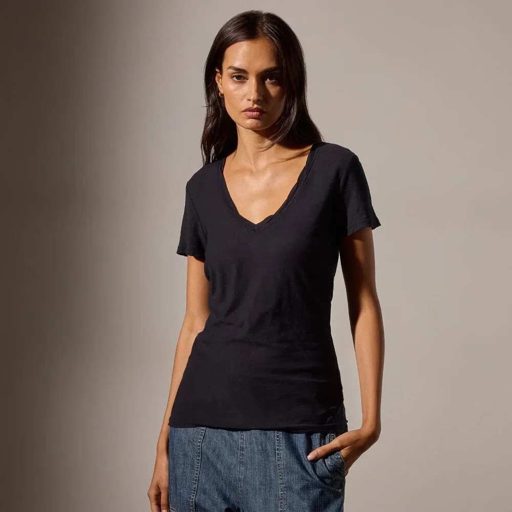 James Perse Slub V Neck Size 1 in Deep (Dark Navy) Purchased Directly from JP - Picture 2 of 7